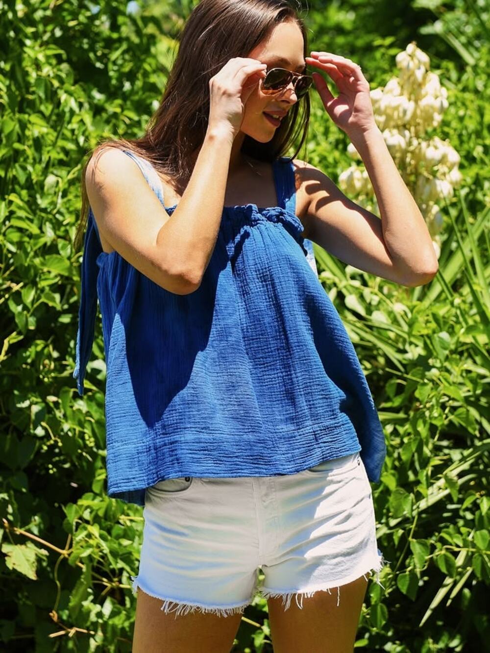 NWT Honorine Goldie Unique Tie Dye Flowing Pure Cotton Tie Tank Strap Blouse